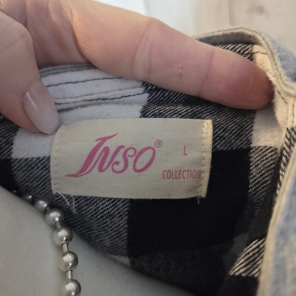 Plaid Button Down Shirt - Black and White - Picture 6 of 7